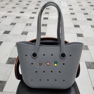 Rubber Tote Charm Bag with 3 charms